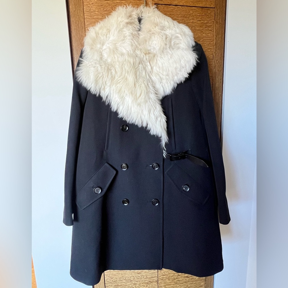 Gorgeous 3-in-1 Black w Cream Shearling Belstaff London Pea Coat